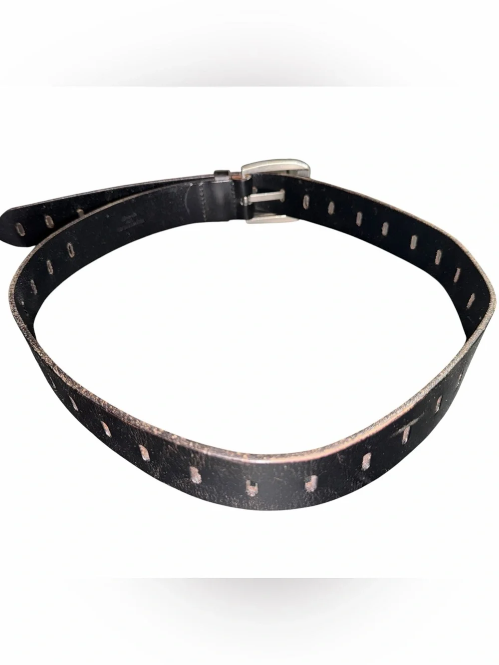 Classic Men's Brown M/L Leather Belt with Silver Buckle
